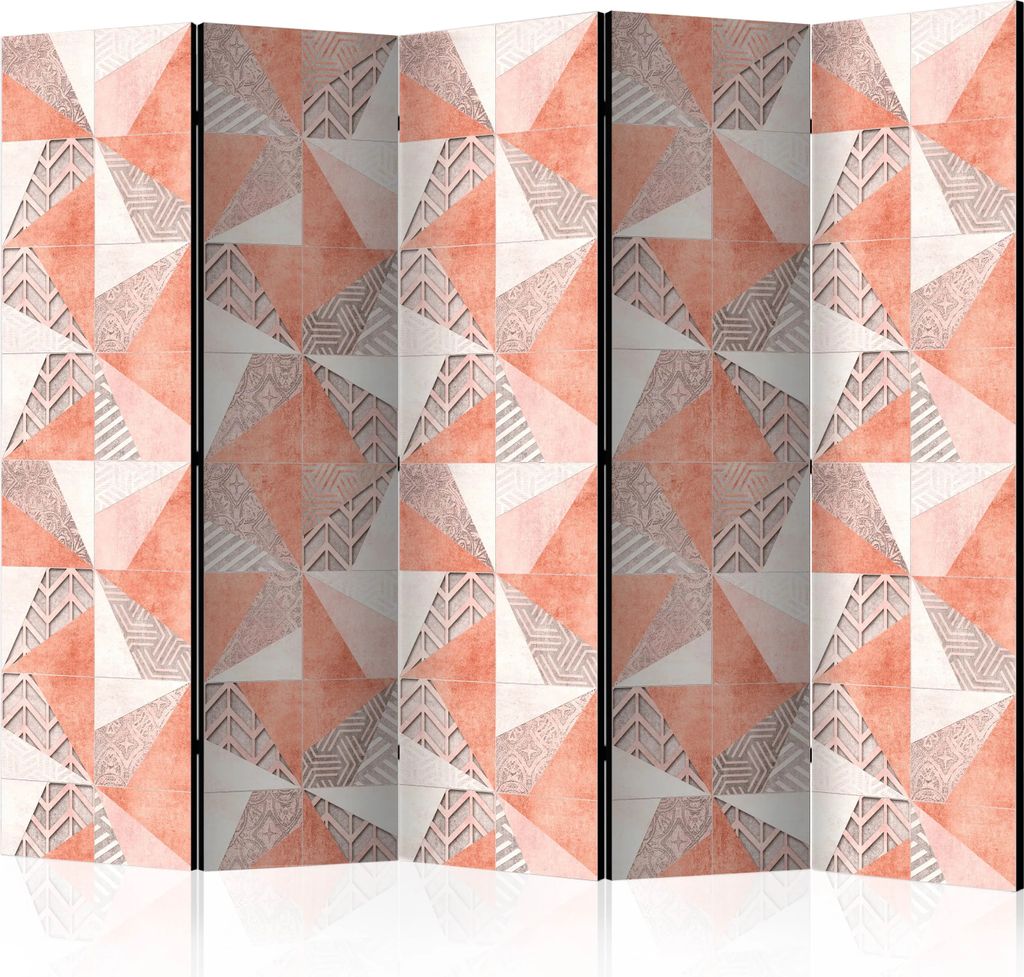 5-teiliger Doppelseitiger Vlies Paravent - Spring Geometry II 225x172 cm Muster f-C-0356-z-c