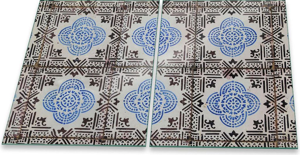 Herdabdeckplatte Glaskeramik 2-Teilig 2x40x52 Blumen Schwarz Abdeckung Spritzschutz