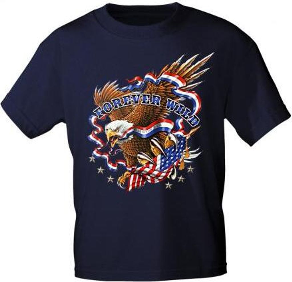 T-Shirt mit Print - Adler American Flag Forever Wild 12984 Produktbild 