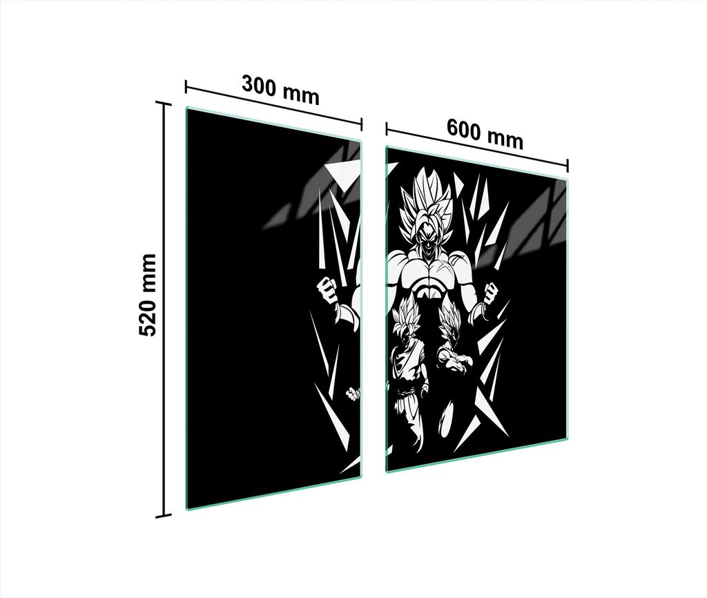 Herdabdeckplatten 2 teilig 90x52 Glaskeramikkochfeld Abdeckung Glas Schneidebrett Anime Schwarz