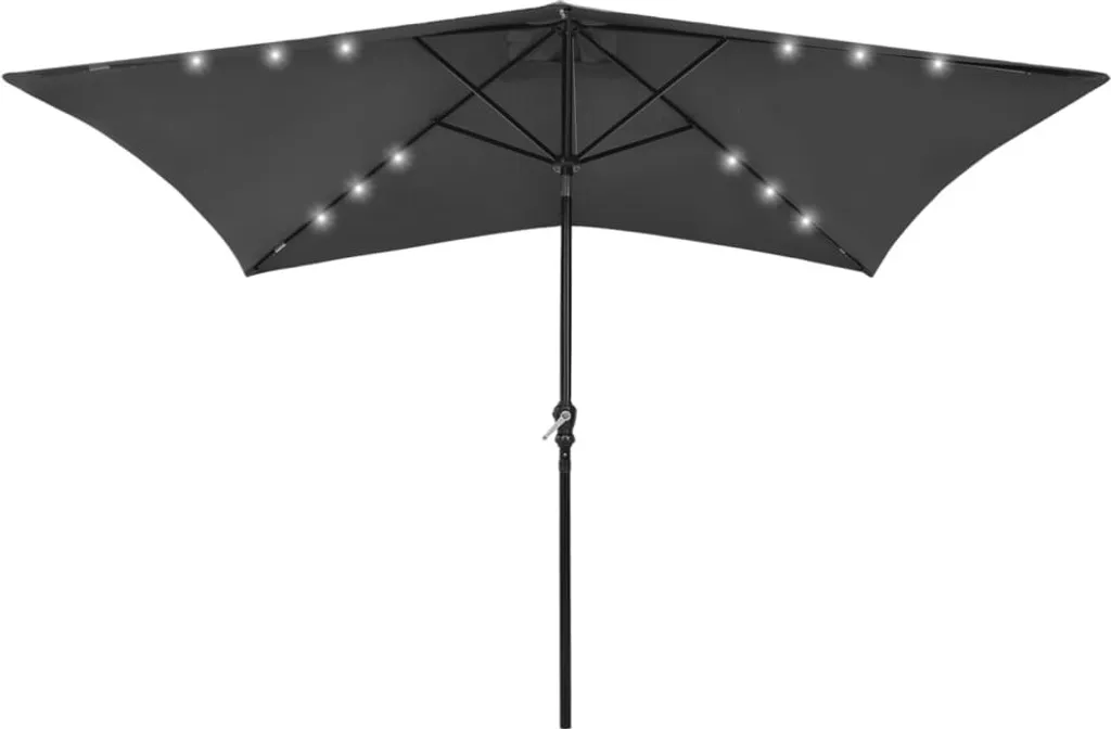 Ombrellone da Giardino 2x3 LED Antracite | Robusto Palo in Acciaio