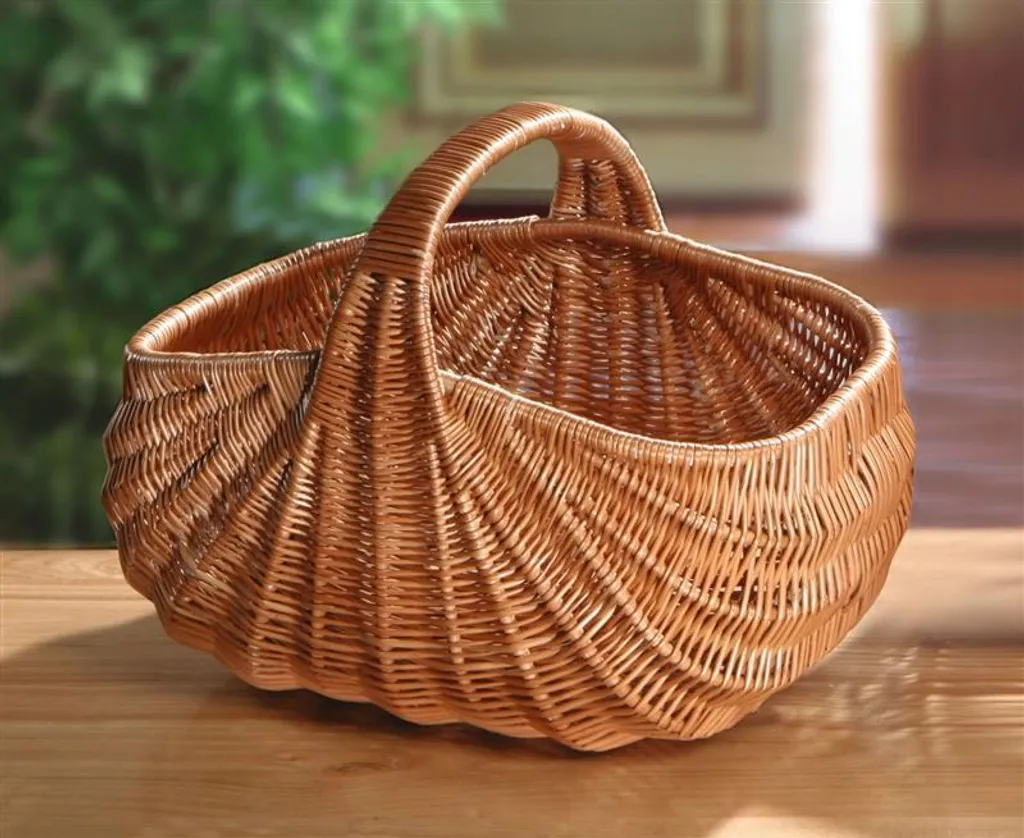 Panier de Pique-nique en Osier Stable et Robuste Marron 50x32 cm