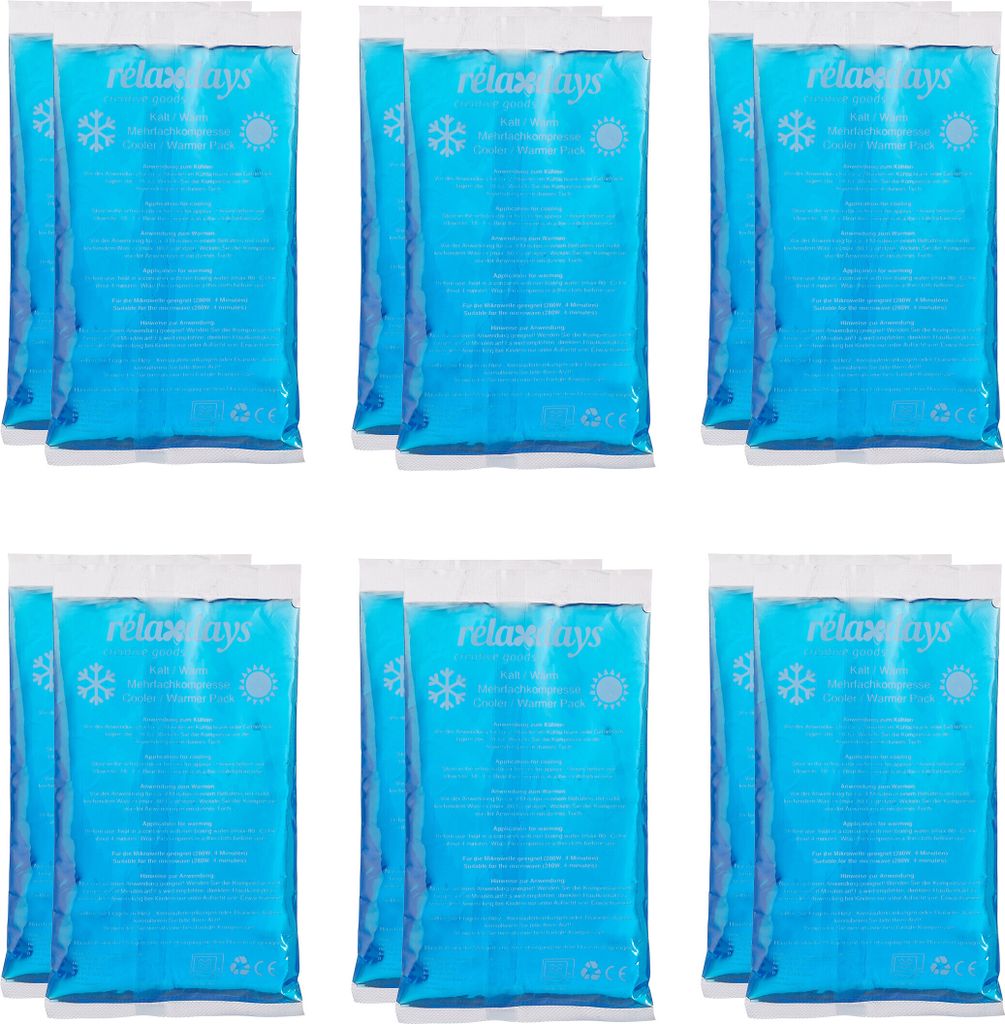 Relaxdays Kühlpads, 12er Set, Kalt-Warm-Kompressen, 15 x 8 Produktbild 