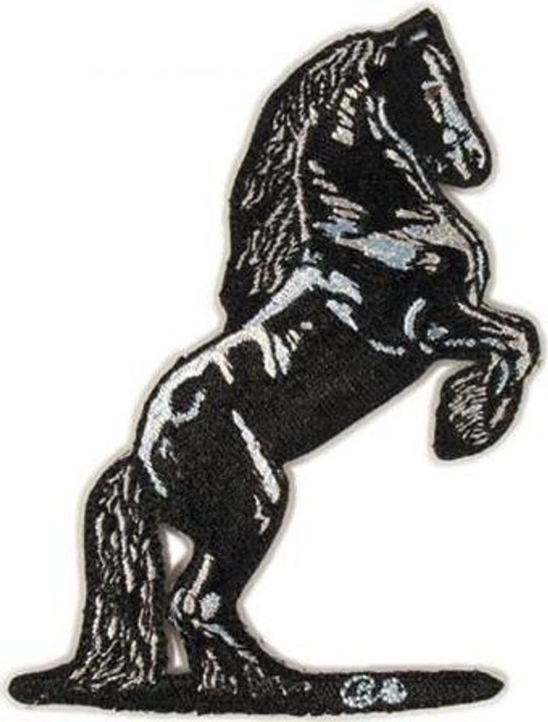 Aufnäher - Steigendes Pferd schwarz - 04517 - Gr. ca. 9 x 3 cm - Patches Stick Applikation