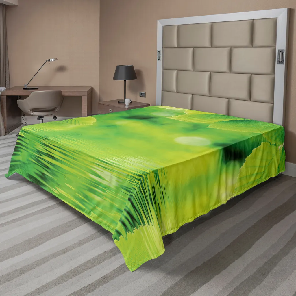 Drap de Lit Doux Écologique avec Motif Chakra Méditation Vert