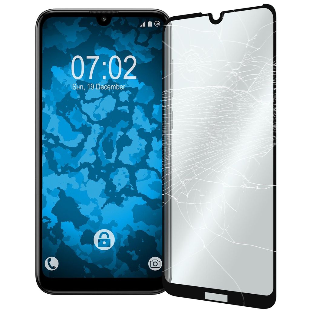 1er-Pack PhoneNatic Glas-Folie klar full-screen schwarz kompatibel mit Huawei Y7 Pro 2019 (Enjoy 9) - Panzerglas für Y7 Pro 2019 (Enjoy 9)