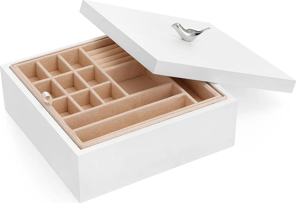 Organisateur de bijoux blanc 2 étages pour rangement coiffeuse chic