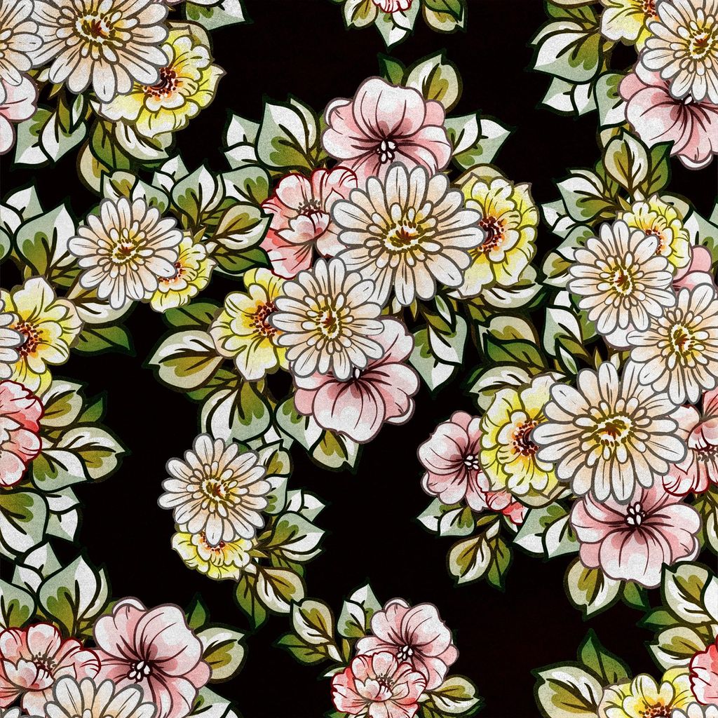 Royal Samt Stoff Polyester Zum Nähen - Motiv Blumen 11