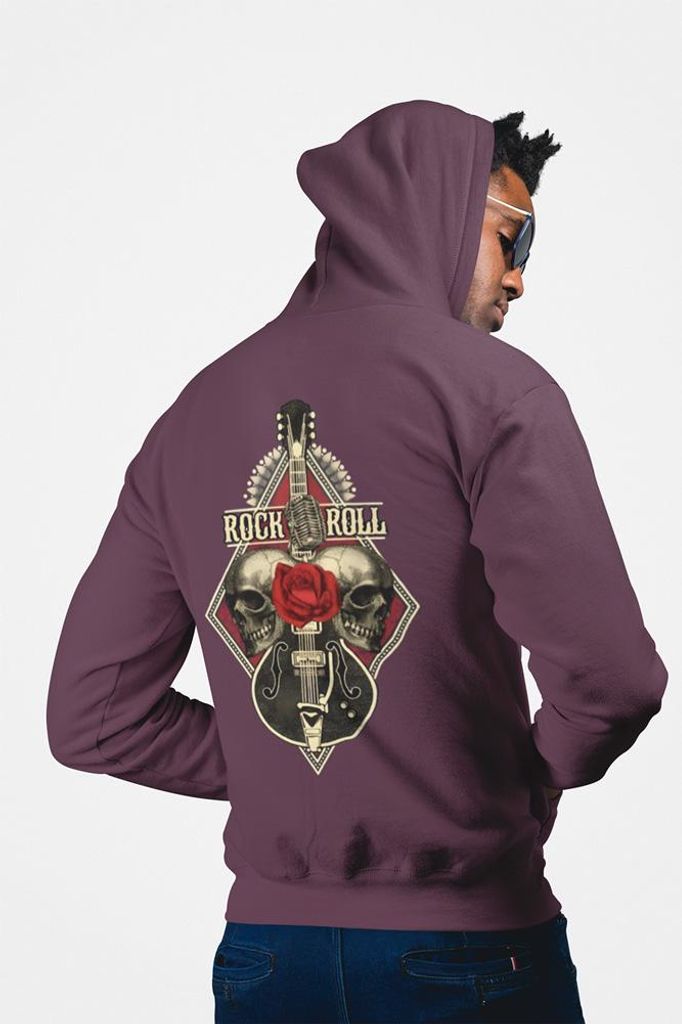 D&B Uni Hoodie ZIPZN00014 Rock And Roll Braun-Größe S