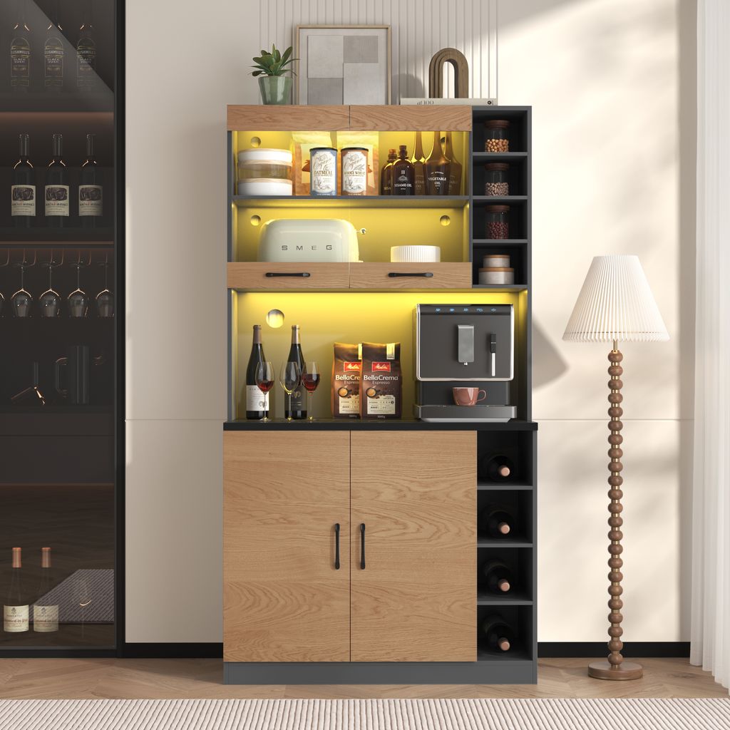 Merax Armoire de cuisine avec éclairage d'ambiance LED et Image du produit 