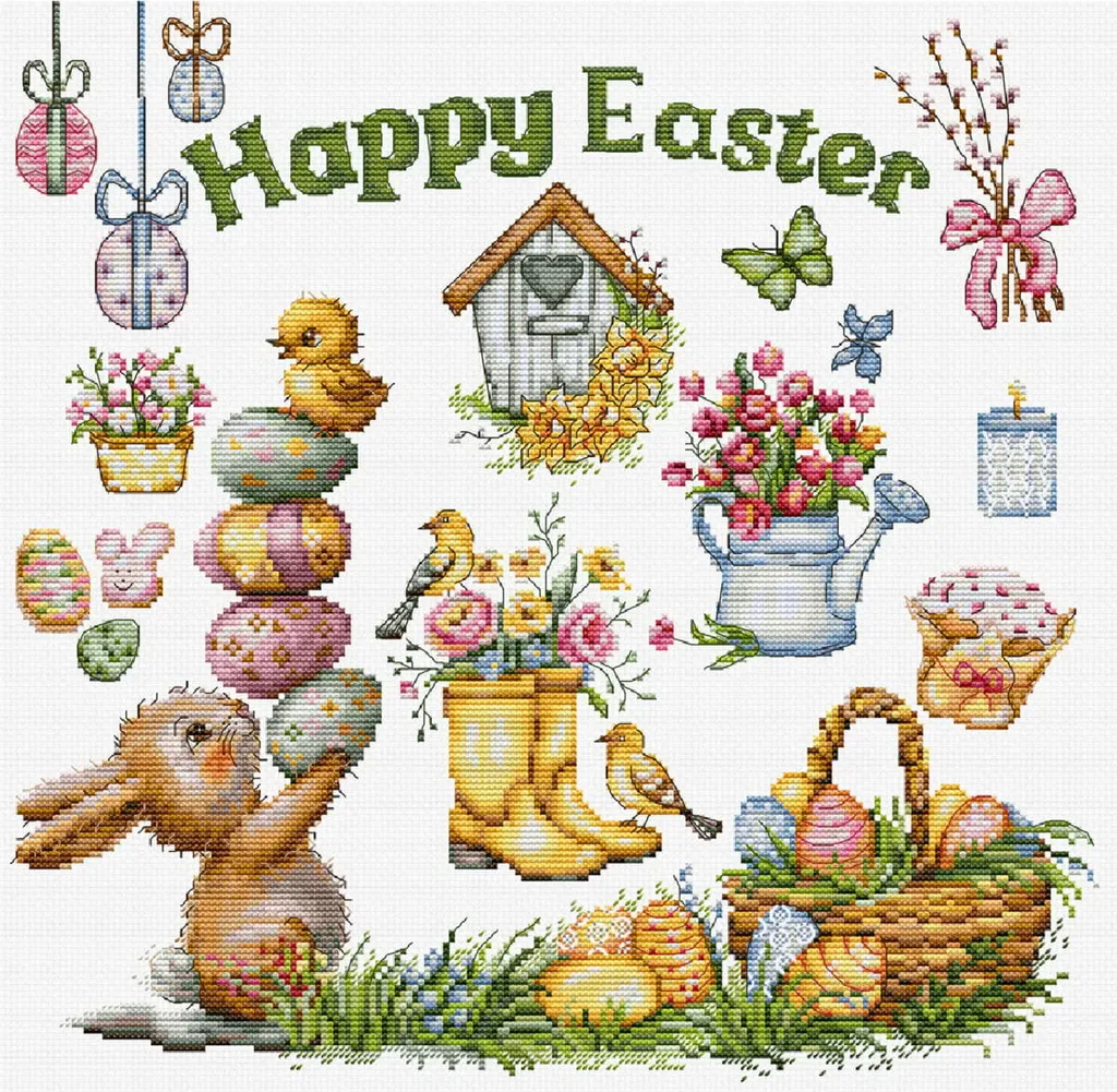 Luca-S Buona Pasqua Kit Punto Croce 28x28cm Zweigart Aida 16ct
