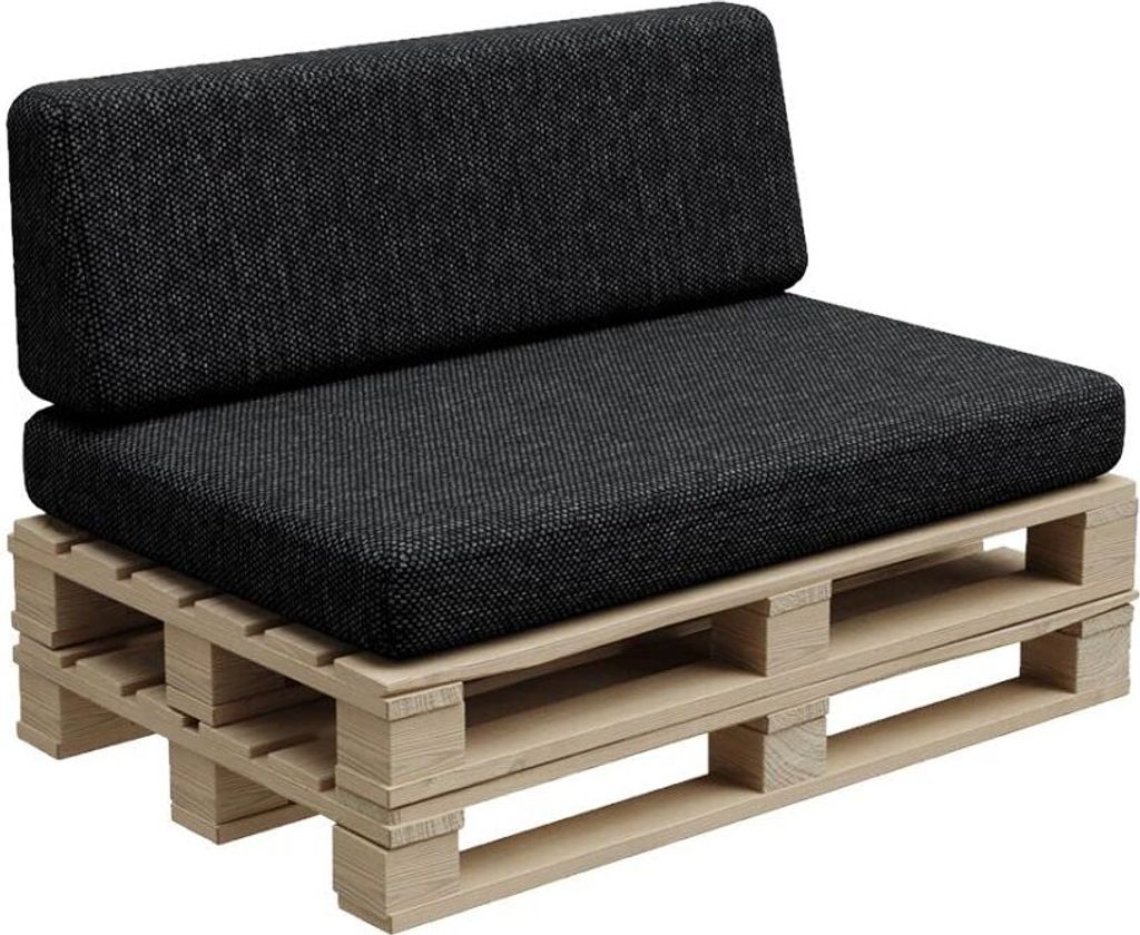 Palettenkissen, Palletenpolster, Gartenkissen, PFBG (Set (120x80 + 120x35), Graphit)