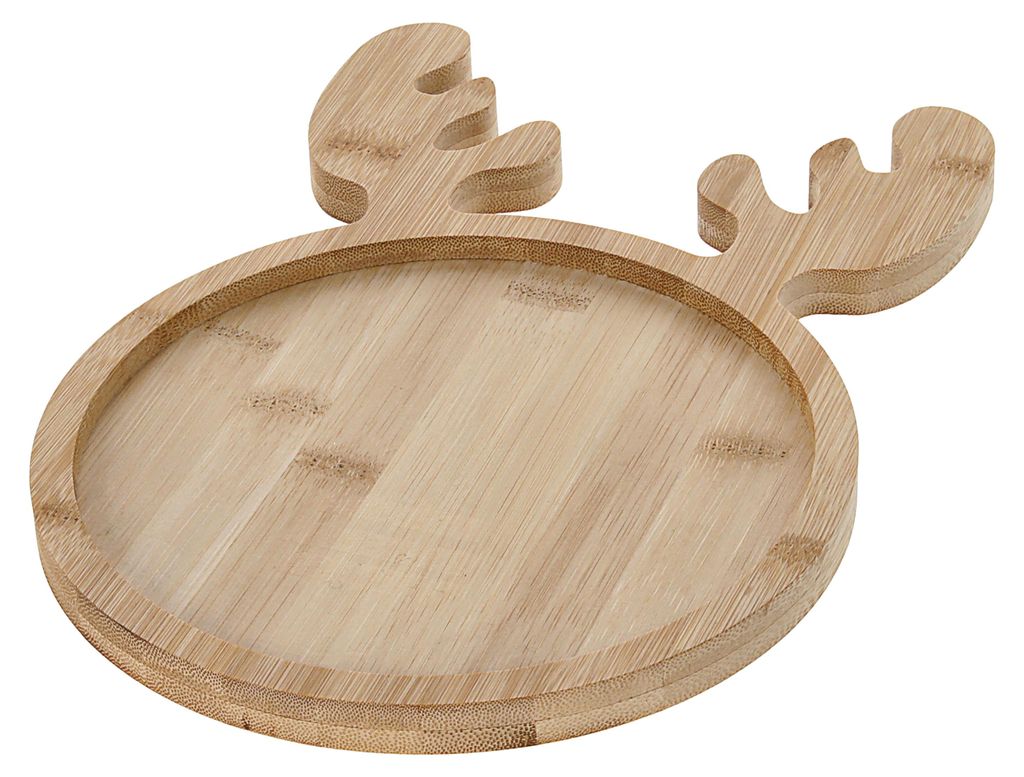 Dekotablett Rentier 20x28cm Bambus naturfarben Motivtablett Tablett Servierplatte Holztablett Weihnachtsdeko Rentierkopf