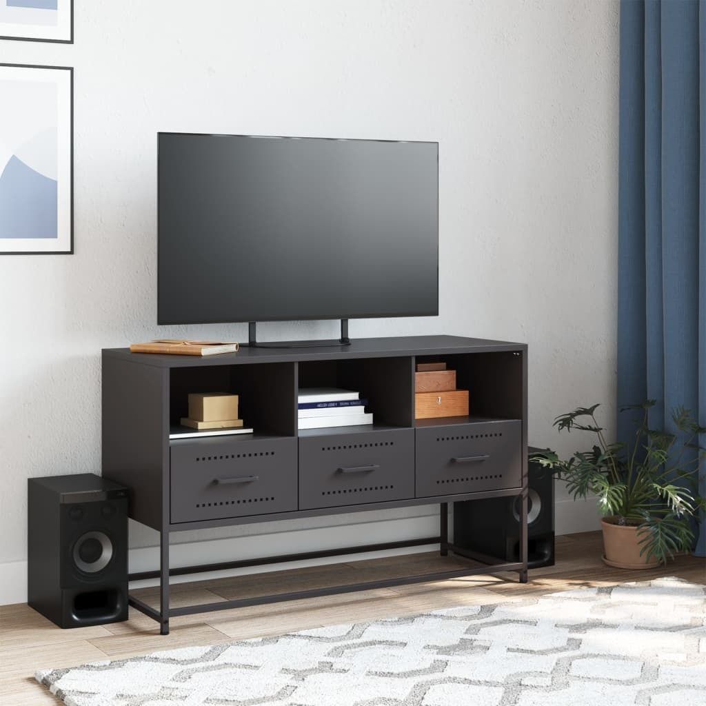 "2026 Aktion"TV-Schrank Industriestil - CLORIS - Fernsehenschrank - Schwarz 100,5x39x60,5 cm Stahl - DEMöbel7805643
