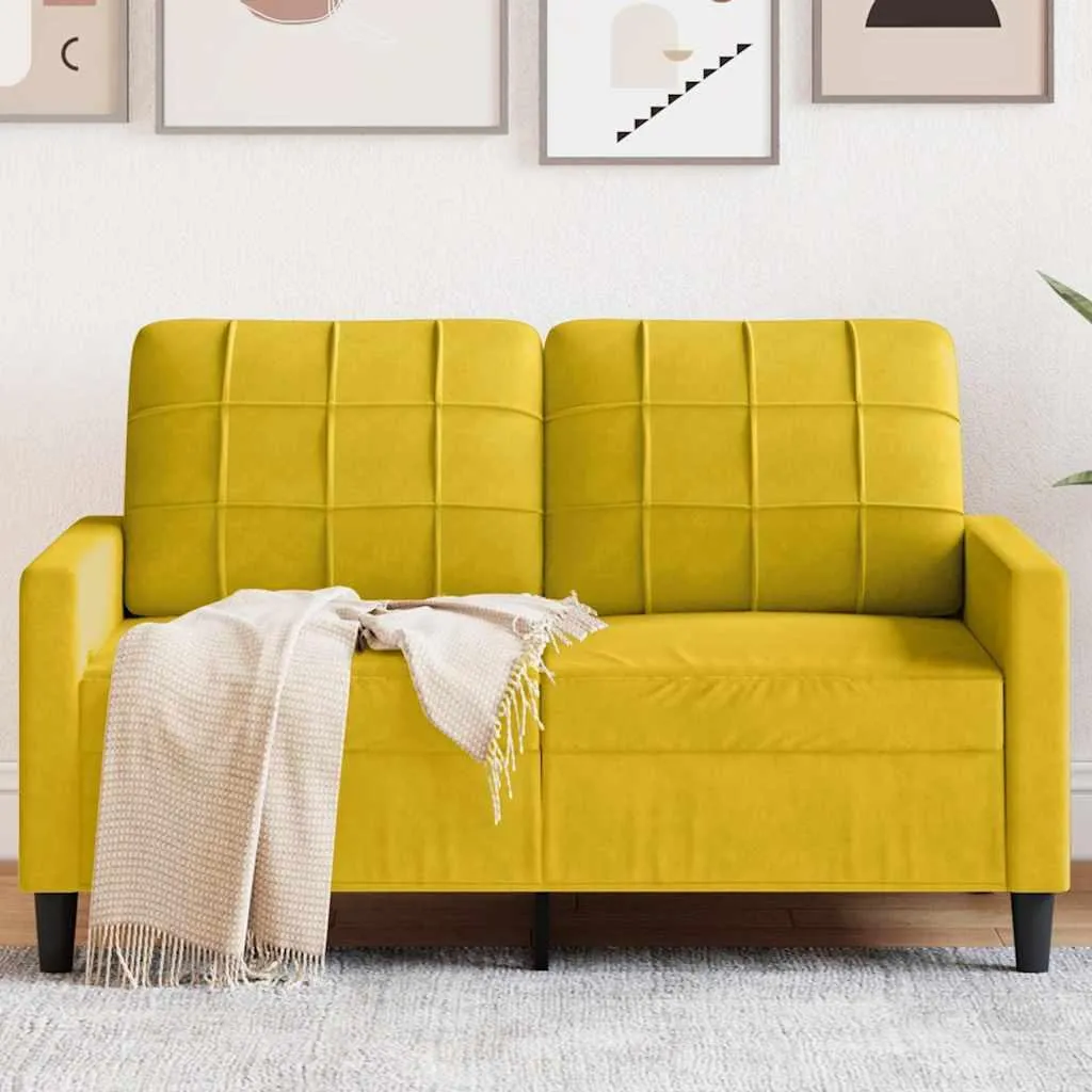 Canapé 2 places velours jaune 120 cm - Solution déco petit espace