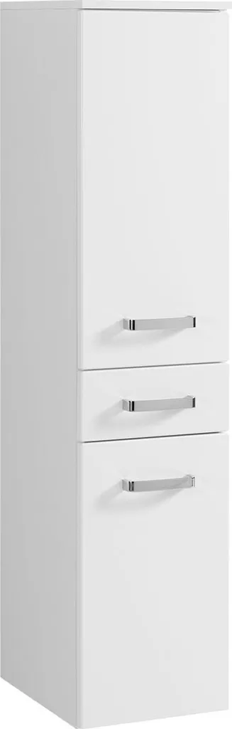 Meuble de Rangement MDF Blanc Haute Brillance - Colonne Bologna 130cm Haut