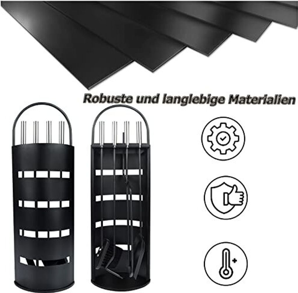 NAIZY Kaminbesteck Edelstahl Set 5-teiliges Kaminzubehör Produktbild 3