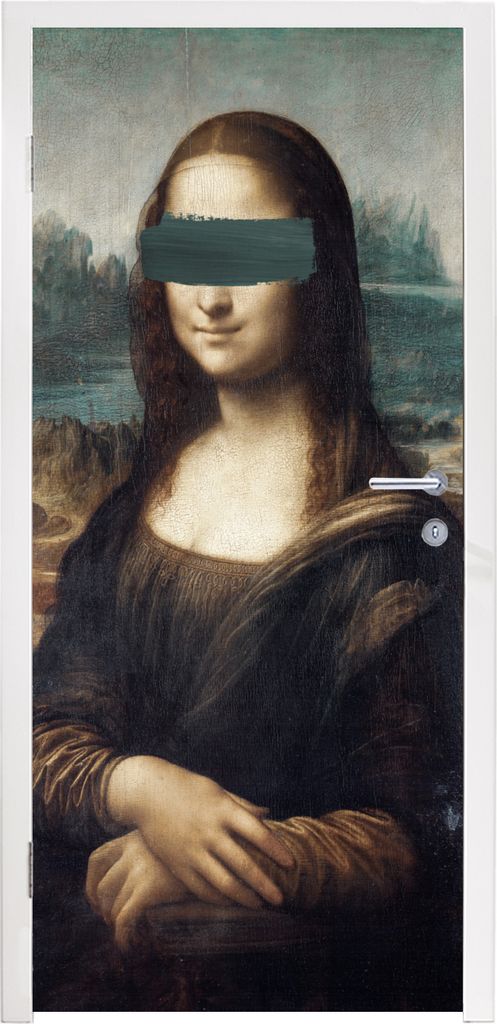 MuchoWow Türtapete Selbstklebende Türfolie Mona Lisa - Leonardo da Vinci - Blau 90x215 cm Türposter Türaufkleber Klebefolie Türklebefolie - ...
