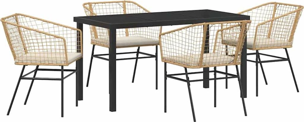 Garten Essgruppe 5 pcs Braun Poly-Rattan