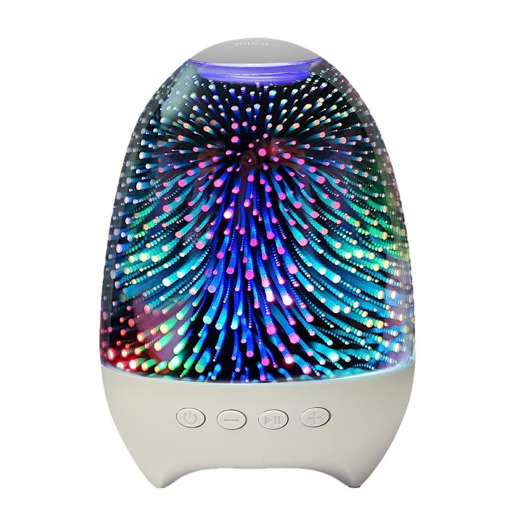 Nachtlicht Bluetooth-Lautsprecher, 3D-Glas-Feuerwerk-Lampe, Touch-Bedienung, 7 Farben & Farbverlauf, ideal Geschenk für Kinder, Jugendliche