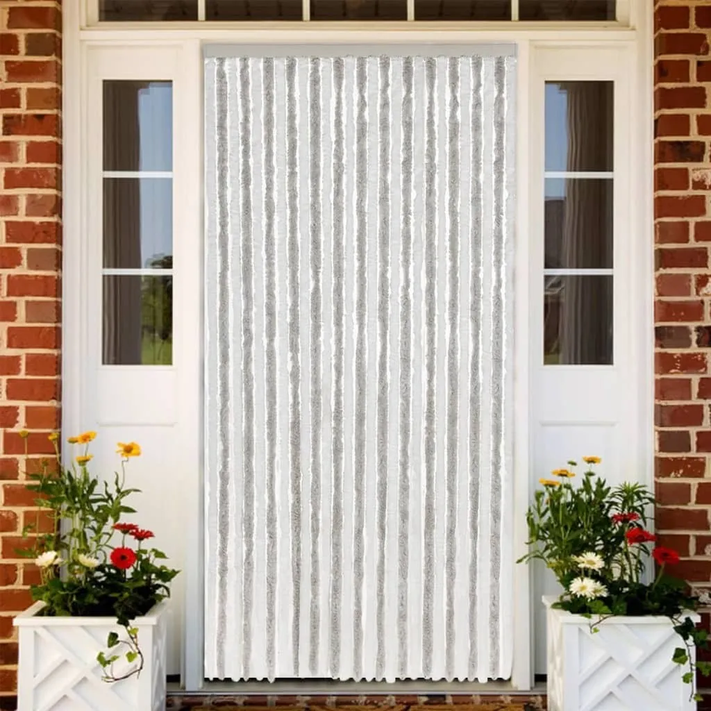Solution anti-mouches rideau chenille gris blanc 118x220 cm sans bruit - 2