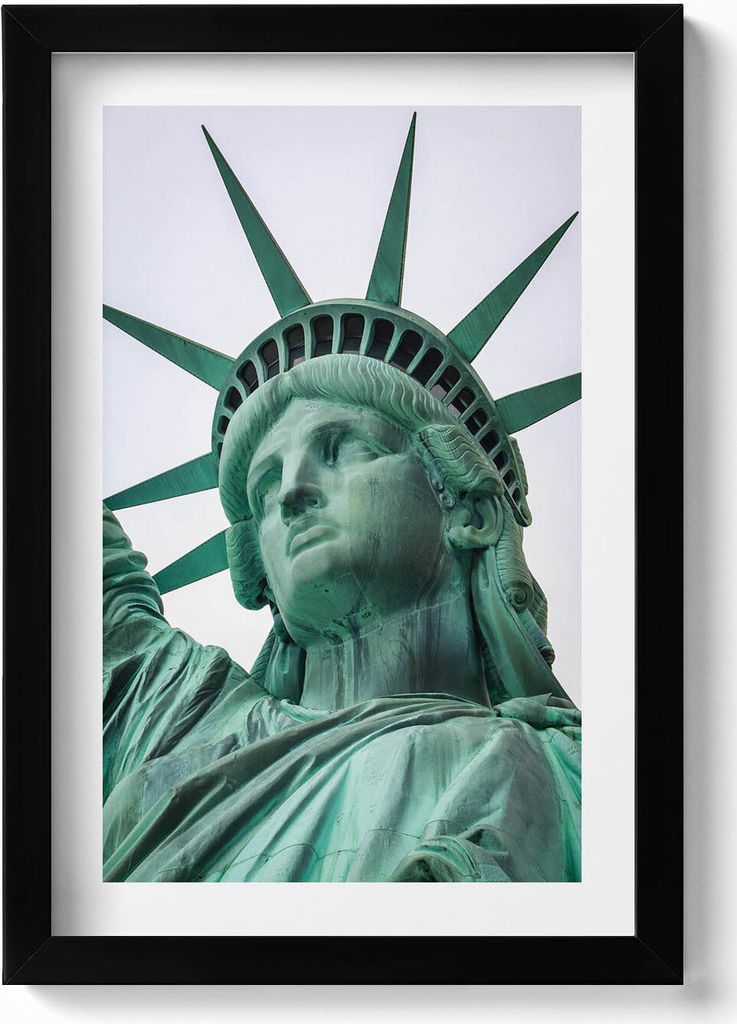 Freiheitsstatue New York USA– Wandbild mit Rahmen – Gerahmtes Bild – Wanddekoration – 20x30 cm – Schwarz