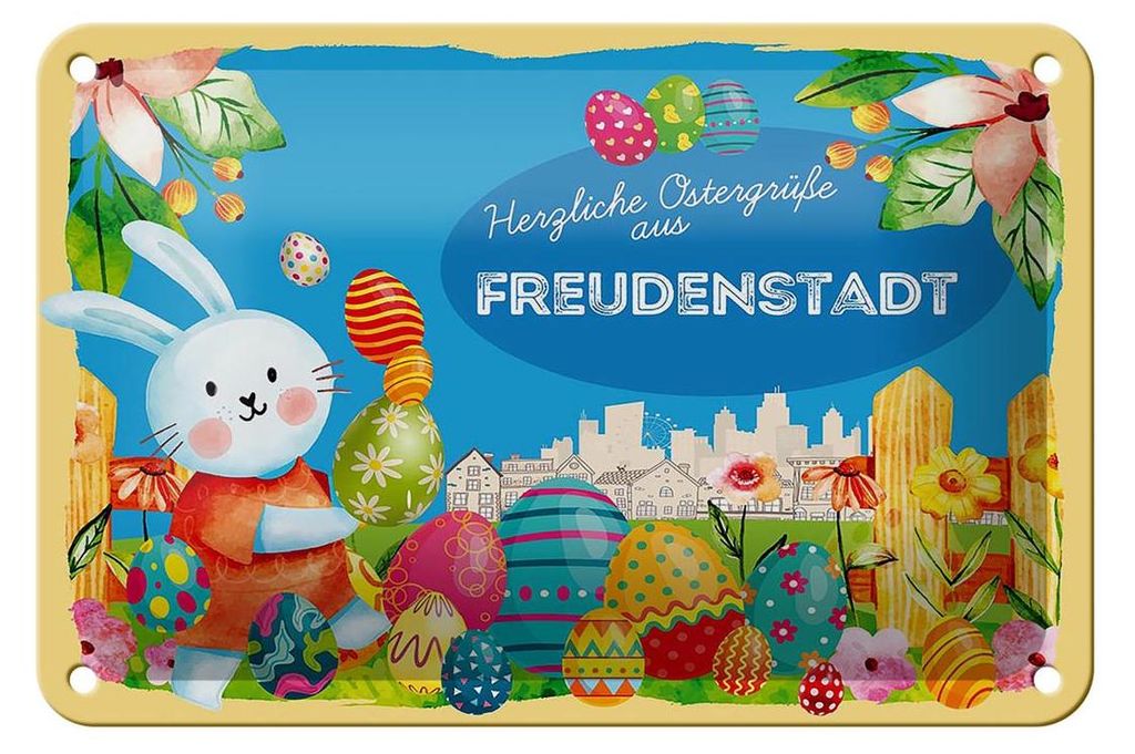 Blechschild Ostern Ostergrüße 18x12cm FREUDENSTADT Geschenk Produktbild 