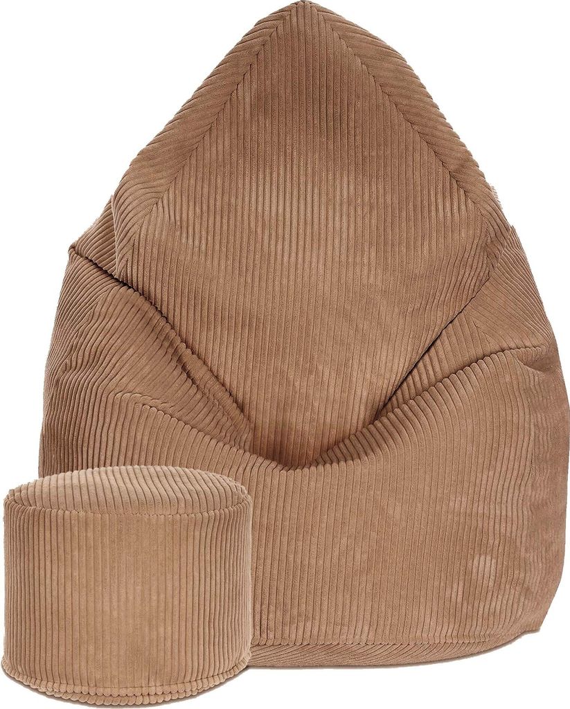 Dreamroots Bean Bag 80x80x120cm Sitzsack mit Lehne und Hocker und Bezug Sitzkissen Boden Chill Sack Bubibag Sitzsack Brown Bear