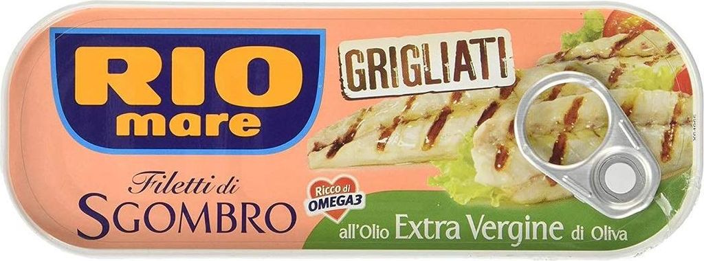 Rio Mare Filetti di Sgombro Grigliati all'Olio Extra Vergine di Oliva Gegrillte Makrelenfilets mit nativem Olivenöl extra 6 x 120g reich an Omega 3