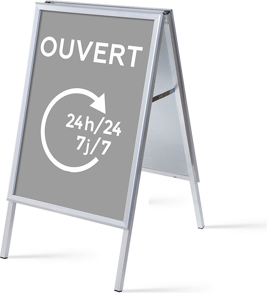 Showdown Kundenstopper - DIN A1 - Komplett-Set - Ouvert 24/7 Französisch - Grau/Schwarz