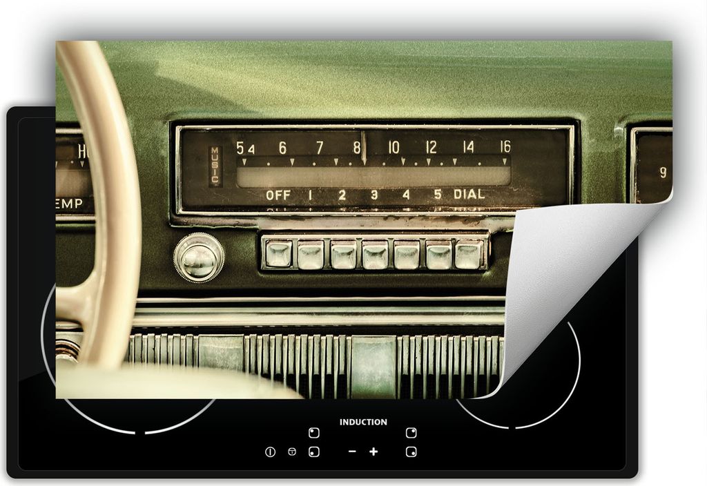 DarHaus Herdabdeckplatte 90x52 cm Anti Rutsch Matte Aufrollbar, Radio - Auto