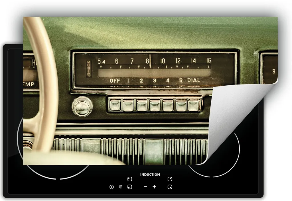 DarHaus Piastra di copertura per stufa 90x52 cm Tappetino antiscivolo Roll-up, Radio - Auto