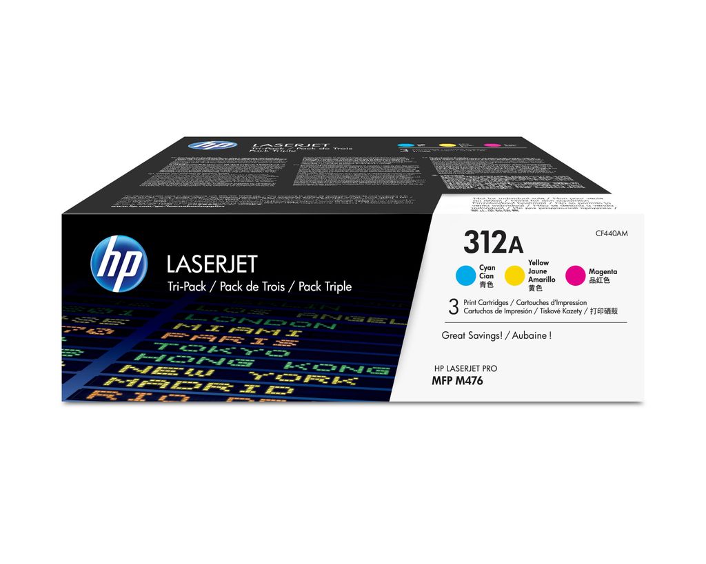 HP 312A 3-pack CYM LJ Toner Cart, CF440AM (2,700 / 2,700 / Image du produit 