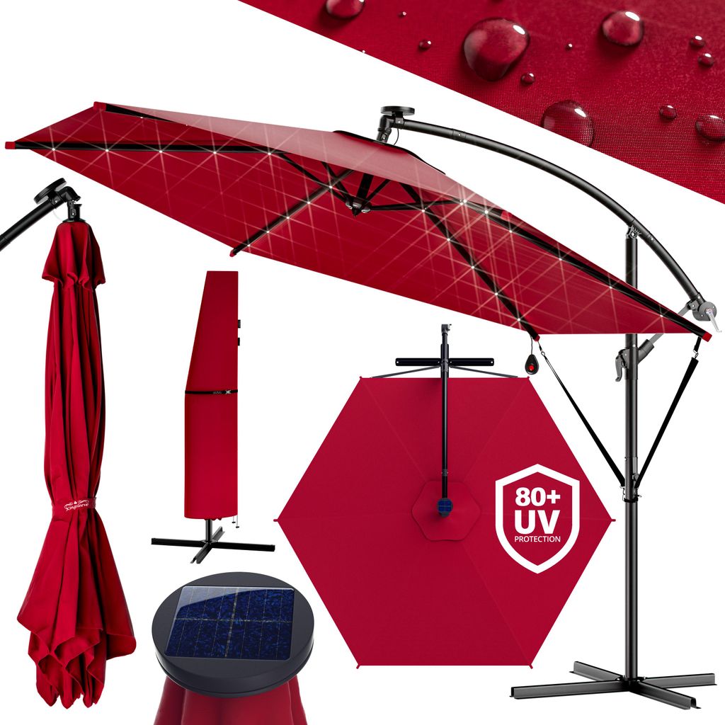KINGSLEEVE® Parasol déporté inclinable rouge Ø 300cm Image du produit 