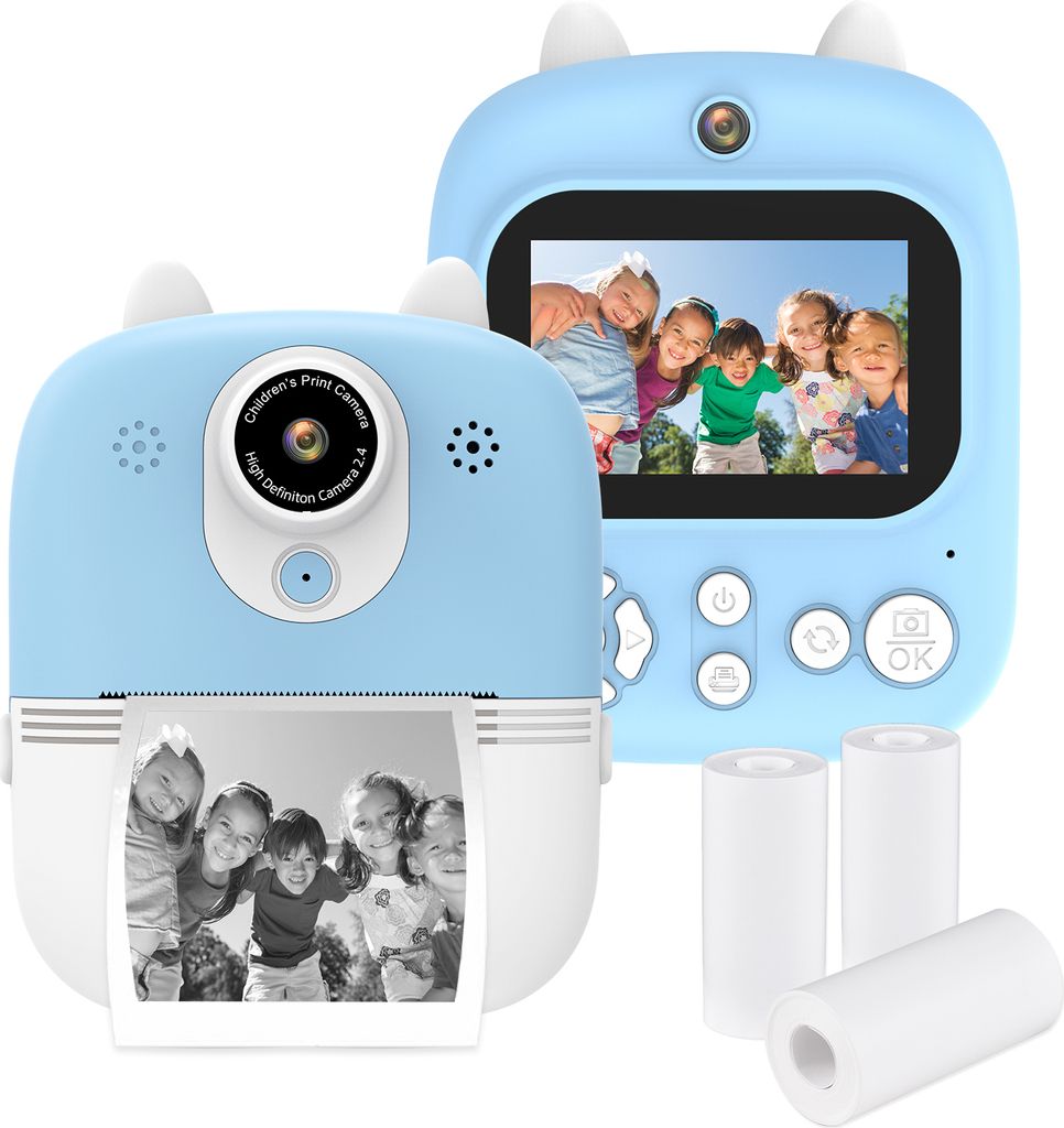 Andoer 3-in-1-Multifunktions-Sofortbildkamera Kinder-Sofortbildkamera 2,4-Zoll-IPS-Bildschirm Doppelobjektive 12 MP 32 GB erweiterter Speicher mit ...