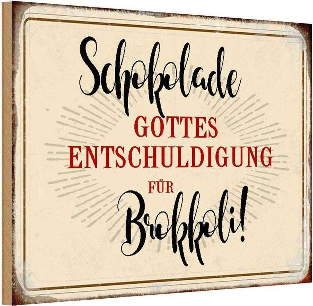 vianmo Holzschild 12x18 cm Schokolade Entschuldigung Spruch Produktbild 