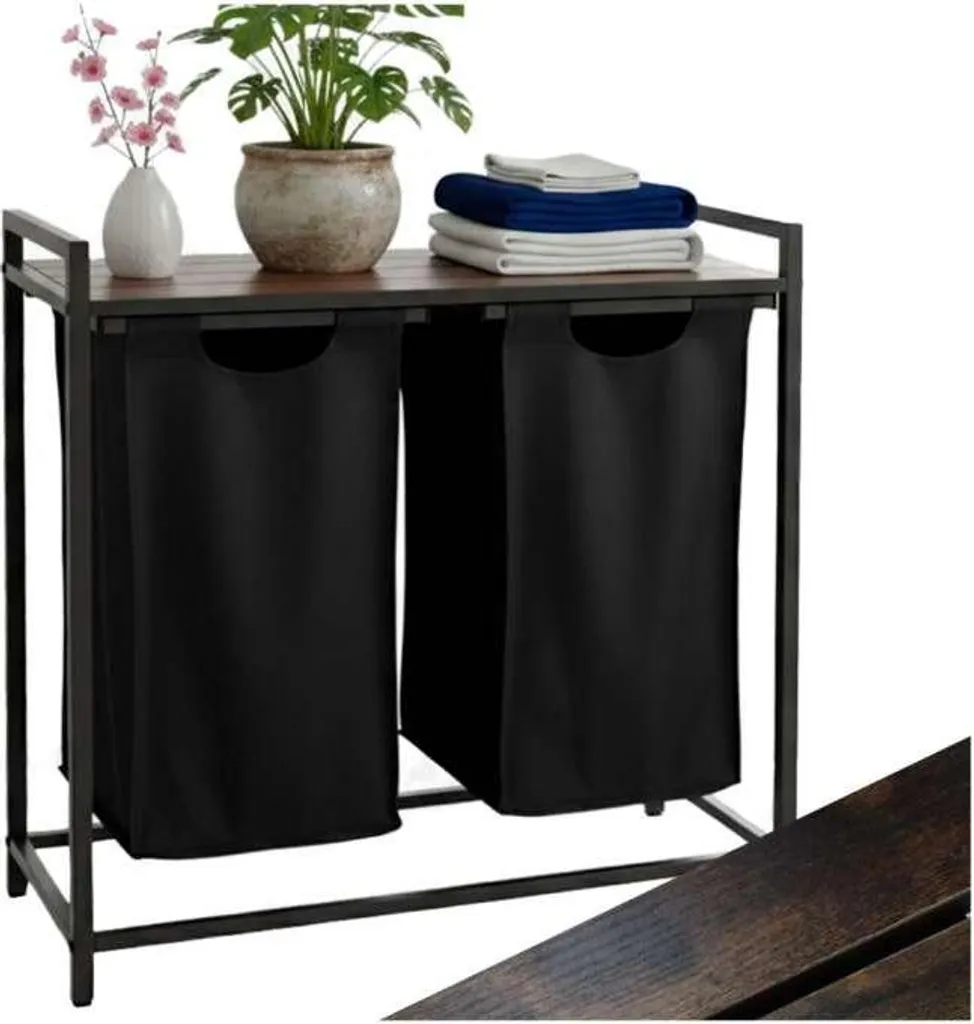 Panier à linge double 80L avec plan de travail et sacs amovibles Loft