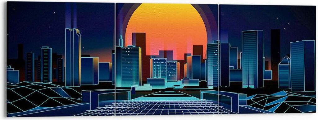 Bild auf Leinwand - Leinwandbild - stadt modern - 150x50cm - Wand Bild - Wanddeko - Wandbilder - Leinwanddruck - Bilder - Kunstdruck - Wanddekorati...