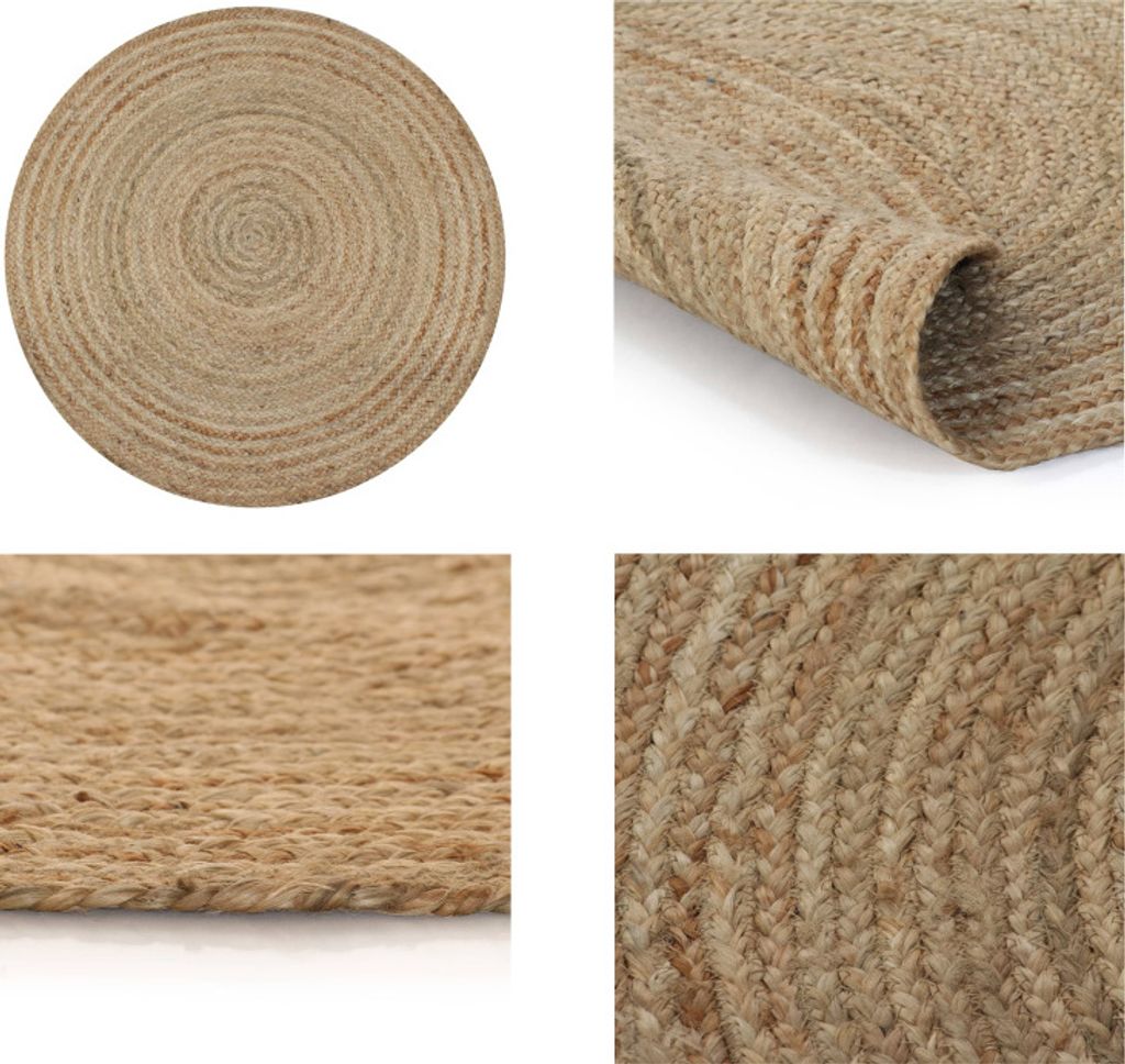 vidaXL Teppich Jute Geflochten 120 cm Rund - Wohnzimmerteppich - Wohnzimmerteppiche - Esszimmerteppich - Esszimmerteppiche