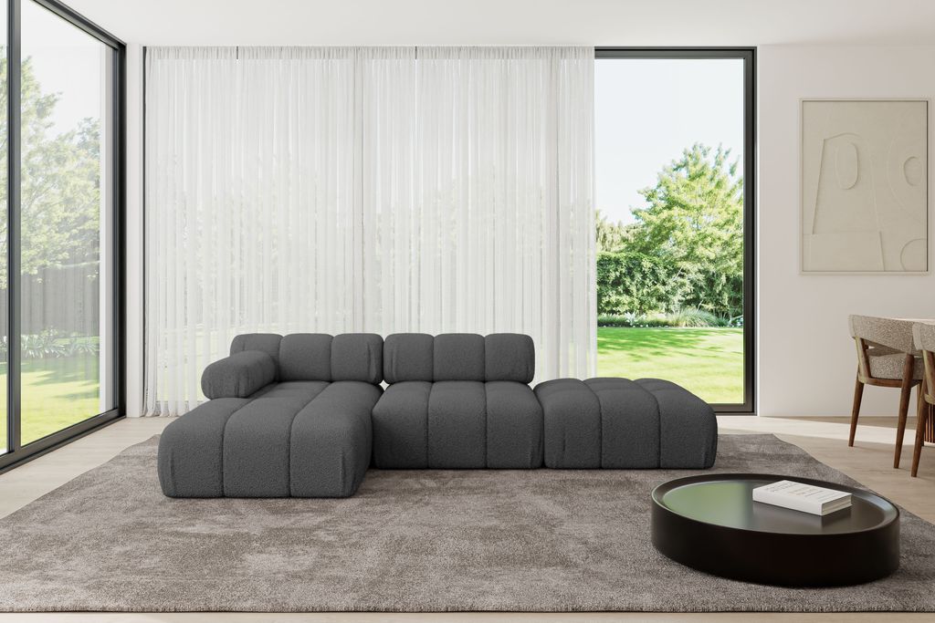 ALTDECOR Modulares Sofa Ecksofa in L-Form - Lizur-L1 - 285x160x70 cm Grau Corner modular Sofa Eckcouch Couch Wohnlandschaft Cauchsofa Polstersofa