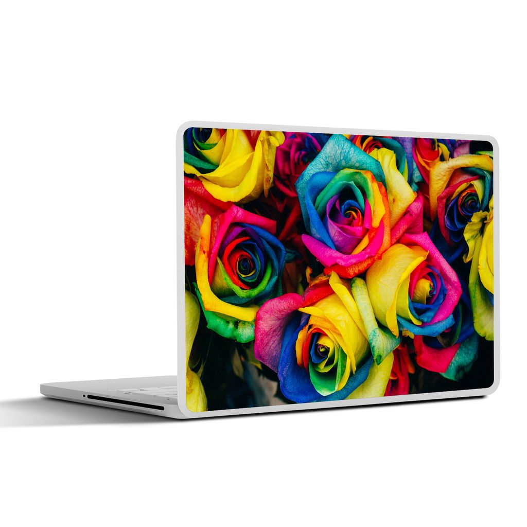 MuchoWow Laptop Aufkleber Sticker Cover Rosen - Gelb - Blau 36.5x27.5 cm - Laptop-Sticker