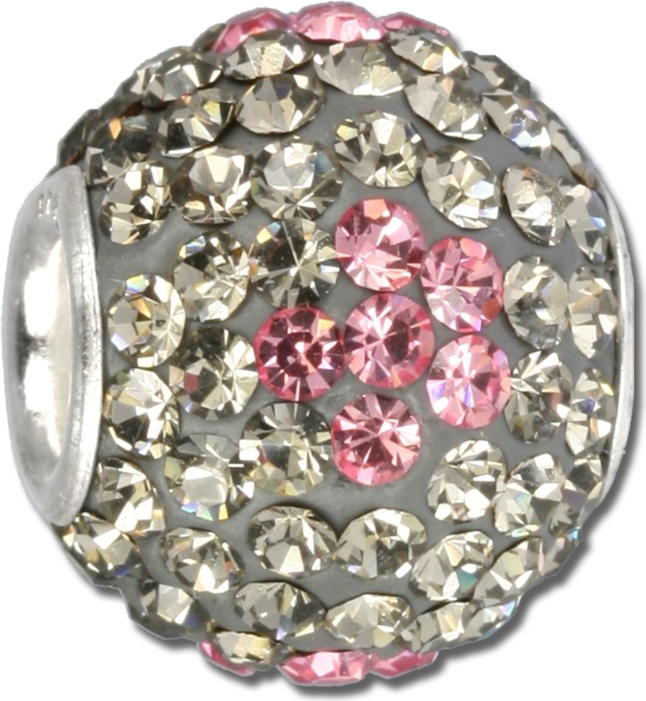 SilberDream grau rosa Blume Zirkonia Schmuck 925 Silber Bead GSB302