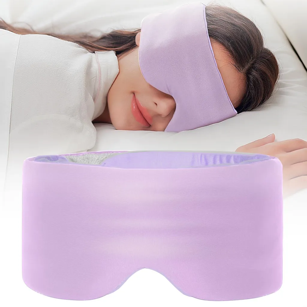 Masque de sommeil pour voyager et faire du yoga violet à sangle réglable