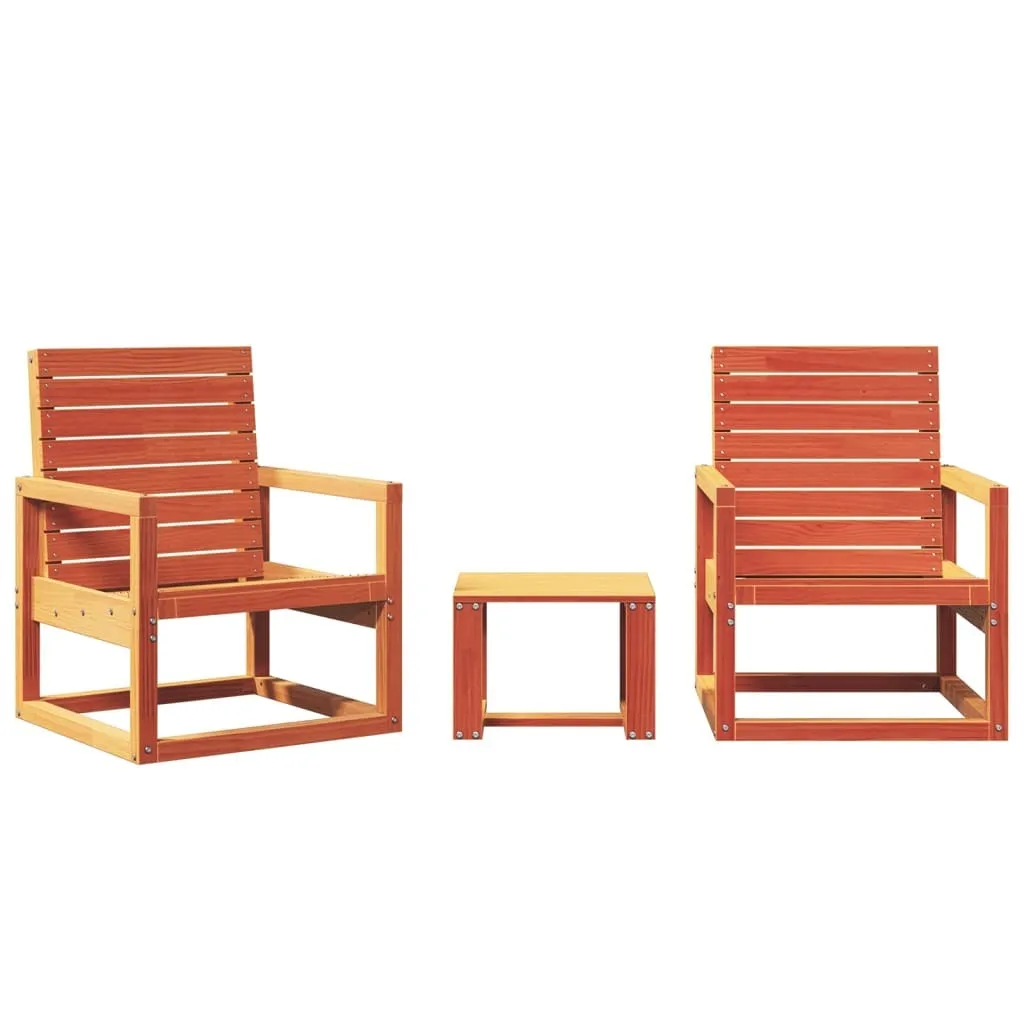 Set Giardino 3 Pezzi vidaXL Pino Massiccio - Arredo Esterno Marrone