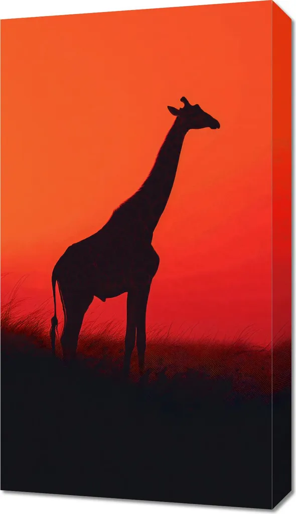 Quadro 40x70 cm Giraffa in nero