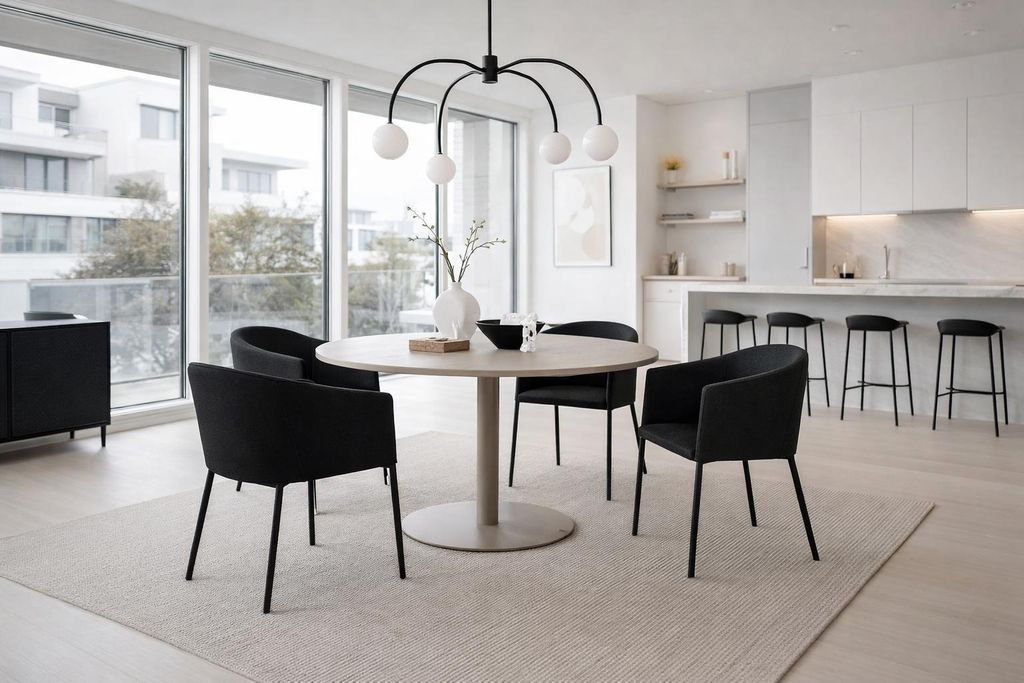 Esstisch LYCKE Esszimmertisch - runder Tisch 110 in beige Marmor Optik