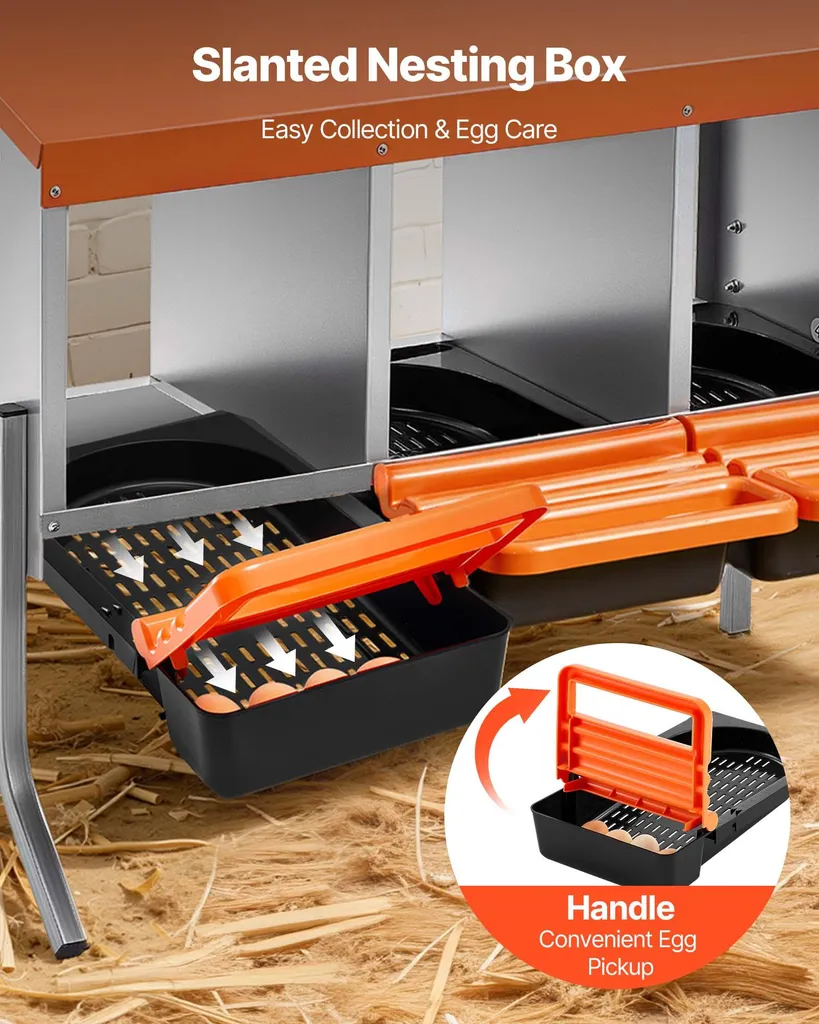 Nido per galline ovaiole VEVOR 795x525x675 mm, 3 scomparti, nido per galline in metallo con gambe di sostegno e fori di ventilazione, nidi per pollame, nido a scomparsa, ideale per galline, anatre, polli e altro pollame - 4