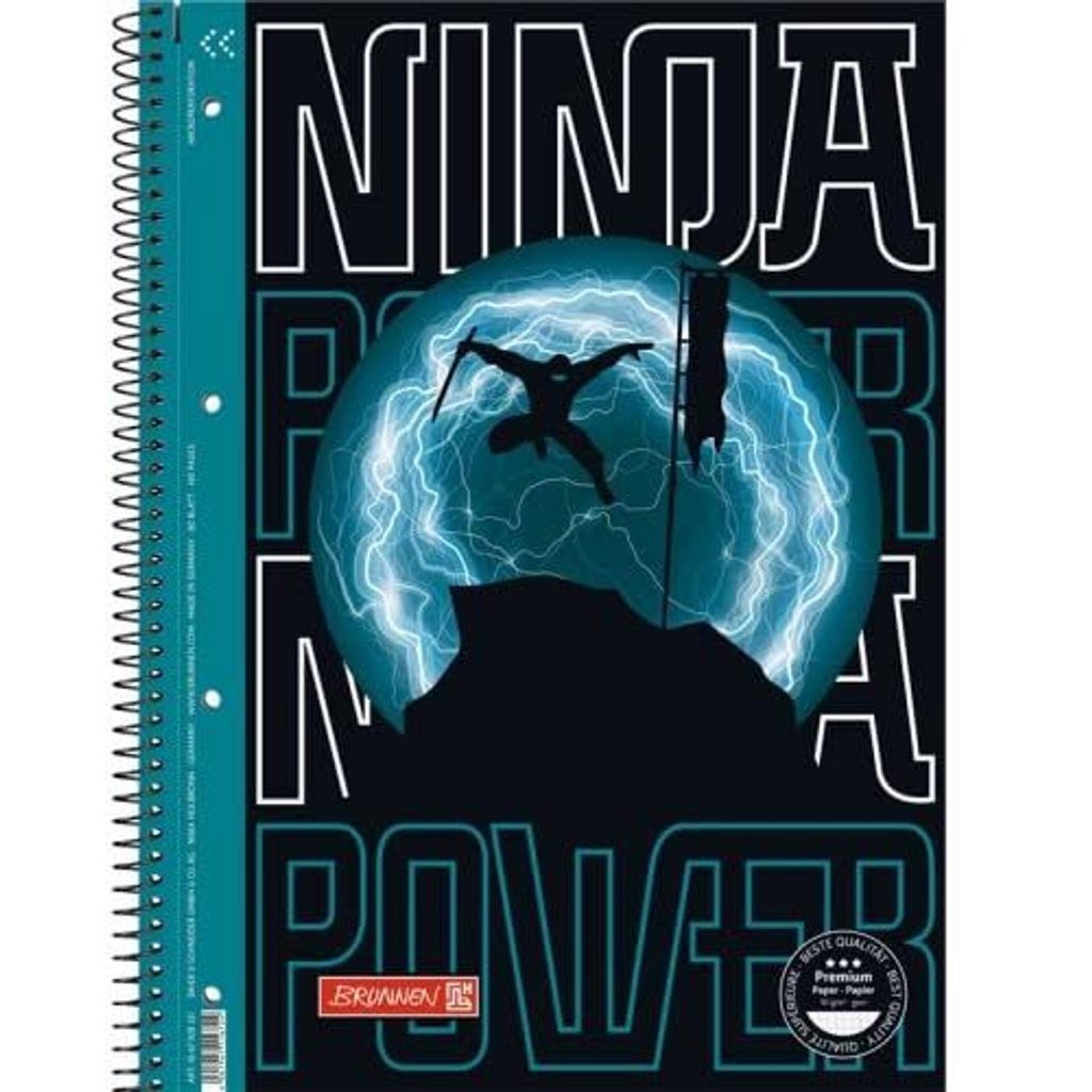 BRUNNEN Collegeblock Ninja Power Lineatur 28 kariert DIN A4 Innen- und Außenrand