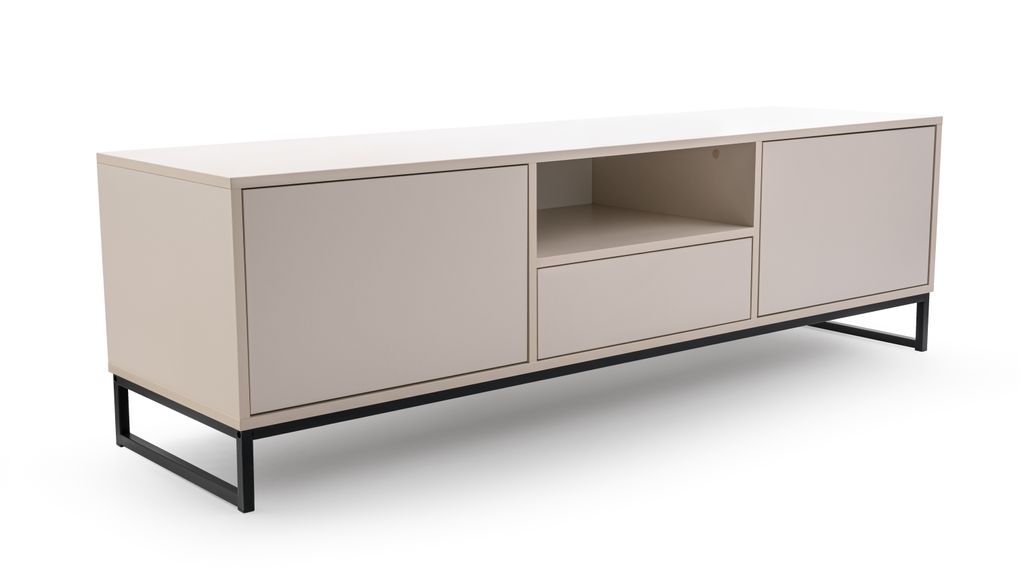 TV-Schrank Genua, Fernsehtisch mit 2 Türen und 1 Schublade, Produktbild 2