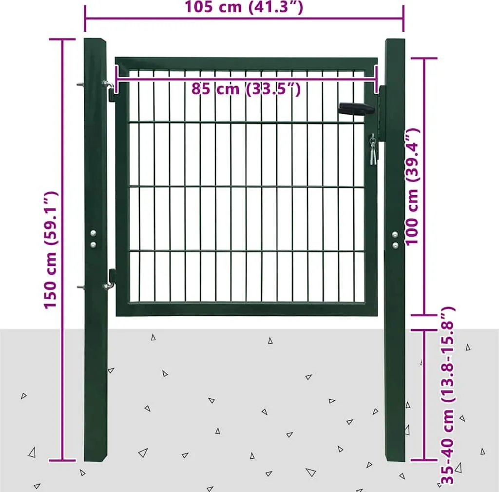 Portail extérieur en acier traité vidaXL vert 105x150 cm résistant - 5